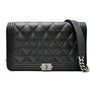 CHANEL Authentic Black Caviar Leather Wallet